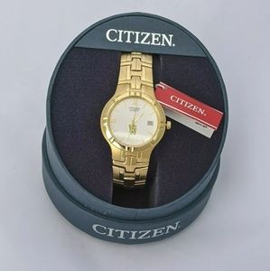 NWT CITIZEN Mens Dress Watch Gold Promo Logo